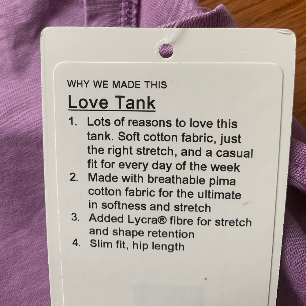 💜LULULEMON LOVE TANK TOP-WISTERIA PURPLE, 12💜 - Picture 12 of 13